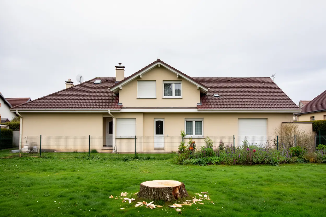 Jardin dégagé après abattage de l’arbre