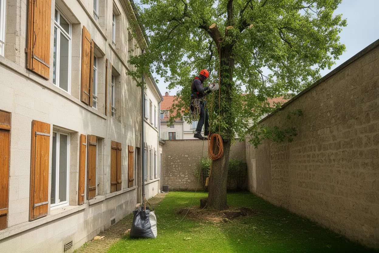 Élagueur réalisant élagueur grimpeur à Malzéville