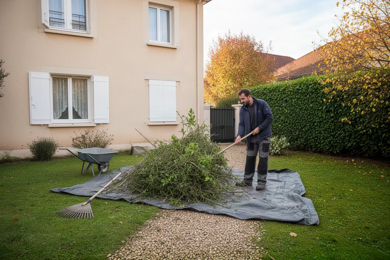 Élagueur réalisant gestion et ramassage de déchets verts à Malzéville